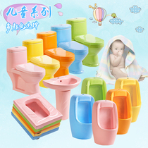 Ramena kindergarten ceramic childrens toilet squatting toilet Color column basin art wash basin urinal set