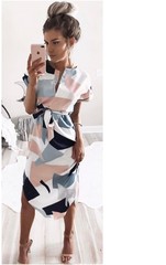 速卖通ebay爆版 性感V领印花中长款连衣裙