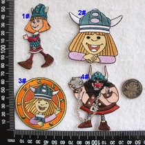 Heart embroidery YD04 animation cartoon Viking little pirate Viking embroidery adhesive cloth patch ironing patch