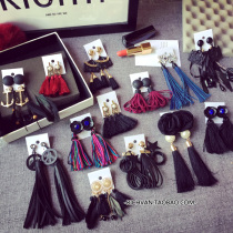 Personality European and American atmospheric fashion retro handmade tassel earrings geometric stars flower Pearl feather earrings