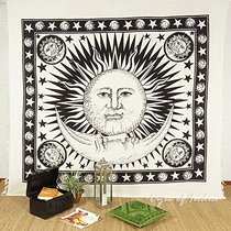 (Square black and white) features sun moon and star wall-mounted tablecloth fashion art hanging products