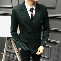 Korean version of British slim non-iron double-breasted mens suit suit suit fashion business suit two-piece men