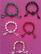 Natural 8cm Agate Rope Braided Pull-out Adjustable Rosary Bracelet Travel Rosary Cross Pendant