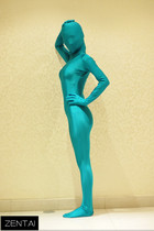 Real shot peacock blue lycra full-length tights one-piece ZENTAI performance suit