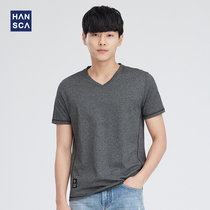 (2pcs 69 yuan 3pcs 100 yuan) Hansca Hansca summer 2018 new style V-neck short sleeve T-shirt men