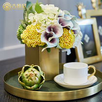 Metal flower arrangement copper vase simulation flower living room coffee table corner decoration decoration model room decoration