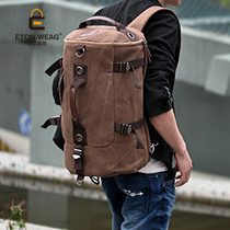 Fashion canvas Korean backpack large capacity shoulder schoolbag mens bucket bag backpack travel bag luggage bag