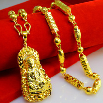 Gold Necklace Mens Womens 999 Full Gold Chain Flame Guanyin Bodhisattva thick heavy heavy 24K pure gold jewelry