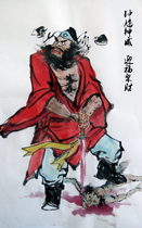 Zhong Kui portrait Rice paper cinnabar hand-painted Chinese painting characters town house evil spirits and ghostbusters