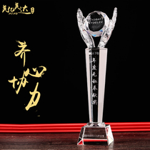 0120 Crystal Trophy Hand Holding Ball Custom Crystal Medal Crystal Authorization Brand Celebration Gift Gift