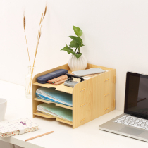 Office wooden storage three-layer A4 file book data storage rack Document bill storage folder B3008