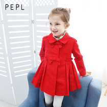 PEPL childrens baby childrens clothing 2021 spring and autumn Korean girl long sleeve cotton long windbreaker coat tide