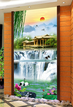 Painted tile European-style background wall landscape entrance art wall Chinese-style TV sofa background wall brick microcrystalline