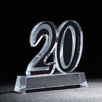 20 years anniversary crystal gift trophy custom employee medal custom free lettering graduation gift