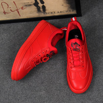 Red mens shoes autumn 2021 new mens casual shoes Net red shoes mens trendy shoes red shoes board shoes