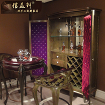 Shin Yixuan Furniture Au Style Solid Wood Soft Bag Wine Cabinet New Vintage Restaurant Wine Cabinet Door Hall Cabinet Decorated Cabinet Locker
