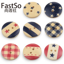 Colourful fresh wood buttons British Navy style kids baby sweater buttons diy handmade decorative material buttons