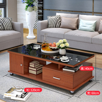 Nordic style coffee table White small apartment coffee table Simple living room Tempered glass tea table with drawer tea machine furniture