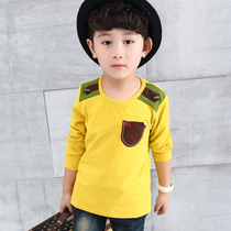 2021 Spring and Autumn Childrens Wear New Korean Boy Crewneck Long Sleeve T-shirt Childrens base shirt Tide