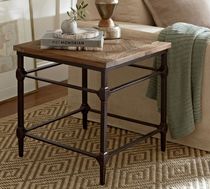 American retro tea table iron art solid wood parquet made of old square corner a few sides a few brief small family round coffee table