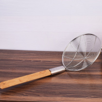 Special coarse encryption reinforced stainless steel wood handle wire leakage steel wire fence dense mesh large leaking spoon fried Noodle Oil Residue