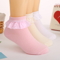 Spring Autumn Children Socks Pure Cotton Girl Cotton Socks Baby Lace Lace Princess Dance Student Short Socks 4 Double