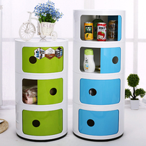 Mini small bedside table simple modern bedroom corner cabinet locker multifunctional round plastic storage cabinet