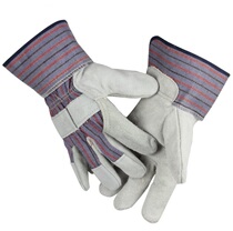 Wittes 10-2215 safety cuffs cow two-layer knitted leather palm cut-proof steel handling gloves
