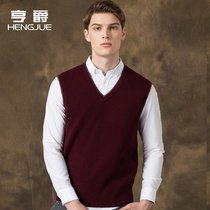 Spring and Autumn Men Thick Middle-aged Pure Cardigan V-neck Warm Vest for Middle-aged and Elderly Sleeveless Pullover Knitted Vest