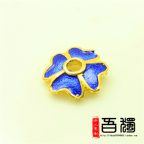 S925 silver Jingtai Tai Blue accessories Loose Beads Flower Tox Blue Bag Beads Gold Plated Pinch Enamel Artisanal Diy Flower Y002