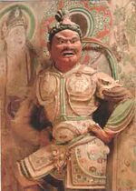 Single postcard Dunhuang fresco color sculpture Tianwang 46 cave Tang