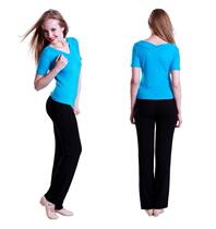 Red Dancing Shoes 3506 Silk Light Cotton Short Sleeve V Collar Belly Leather Dance Exercises Latin Gymnastics Aerobics Yoga Dance Suit