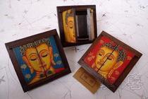 Thailand solid wood painted Buddha head door mirror antique photo frame home bedroom study furnishings crafts really happy