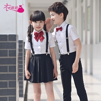 61 Kids Dress Performance Costume Primary School Uniform Large Chorus Performance Set Kindergarten Unisex Suspender Pants