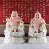 Maitreya Buddha 10 14 16 inch white marble laughing Buddha buddha statue Maitreya Bodhisattva jade blue and white porcelain lucky ornaments