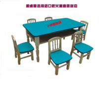 Direct sales special offer childrens fireproof board rubber and plastic sealed six-person table Kindergarten desks and chairs Learning tables Oak desks and chairs