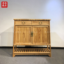 Old elm new Chinese style home shoe cabinet entrance cabinet full solid wood paint-free locker custom Zen furniture custom