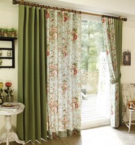 (Customized in Korea)F008 Elegant green beautiful pastoral flowers Korean floor-to-ceiling splicing curtains