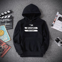 Hong Kong Tide brand autumn and winter Hong Kong wind hooded sweater men loose size pullover couple printing plus velvet long sleeve shirt