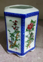 Jingdezhen ceramic study four treasure pen holder culture porcelain hexagonal pen holder pen washing calligraphy supplies learning supplies