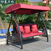 Outdoor swing hanging chair hammock indoor hanging basket rattan chair courtyard balcony swing iron rocking chair swing chair swing chair rocking basket chair