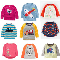 Spring and autumn round neck mens and womens childrens long-sleeved T-shirt cotton bottoming shirt baby top cartoon wild childrens childrens clothing