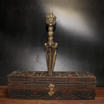 Tibetan handmade retro Vajra Pestle instruments Tibetan Nepal handmade Vajra Pestle with wooden box socket