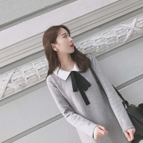 2022 Spring Dress New Womens Spring Interior Lap Thickened Knit Skirt Student Small Scent Wind Long Sleeve Beat Undercoat Dress