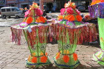 Funeral white cloth flower basket wreath bouquet wholesale Folding cloth flower basket Funeral home sacrificial funeral products wholesale