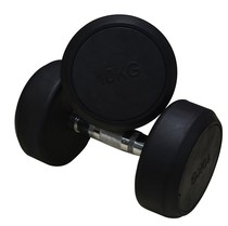 2 5-50kg gym commercial rubber-coated iron-coated black round head fixed dumbbell fitness