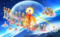 Buddha portrait portrait linked to the western three Saints Amitabha Buddha photo paper double-sided plastic seal 012