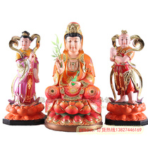 22cm Guanshiyin Bodhisattva 16cm Golden child Jade Goddess statue Guanyin Zancai Dragon female indoor town house to ward off evil spirits ornaments