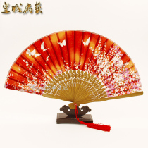 Gift Japanese folding fan Chinese style womens fan Silk fan Cherry blossom wind folding craft ancient style small fan retro