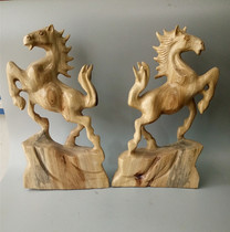 Bao Zhen antique old goods in the Republic of China period natural camphor wood carved horse to achieve the old goods collection